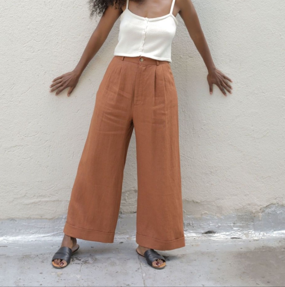 Kordal Alma Linen Trouser Clove Women's Wide-Leg Pants